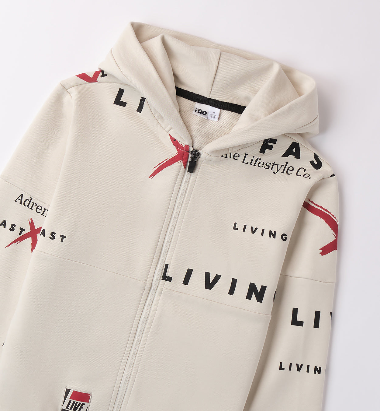 LIVE FAST - Felpa c/cappuccio e zip