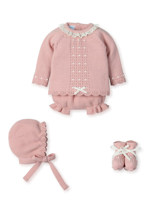 Completo Neonata Romantico con Cuffietta e Scarpine