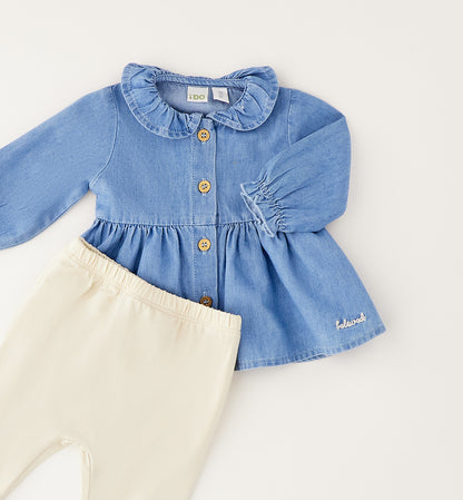 MINI INFLUENCER - Completo Camicia Denim + Leggings