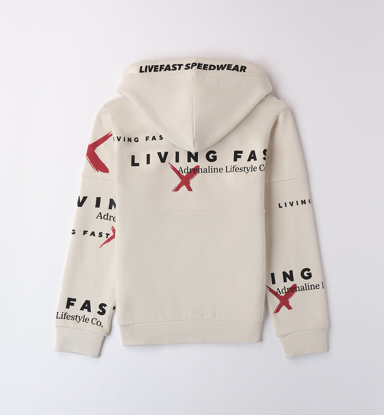 LIVE FAST - Felpa c/cappuccio e zip