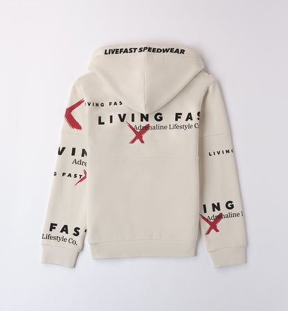 LIVE FAST - Felpa c/cappuccio e zip