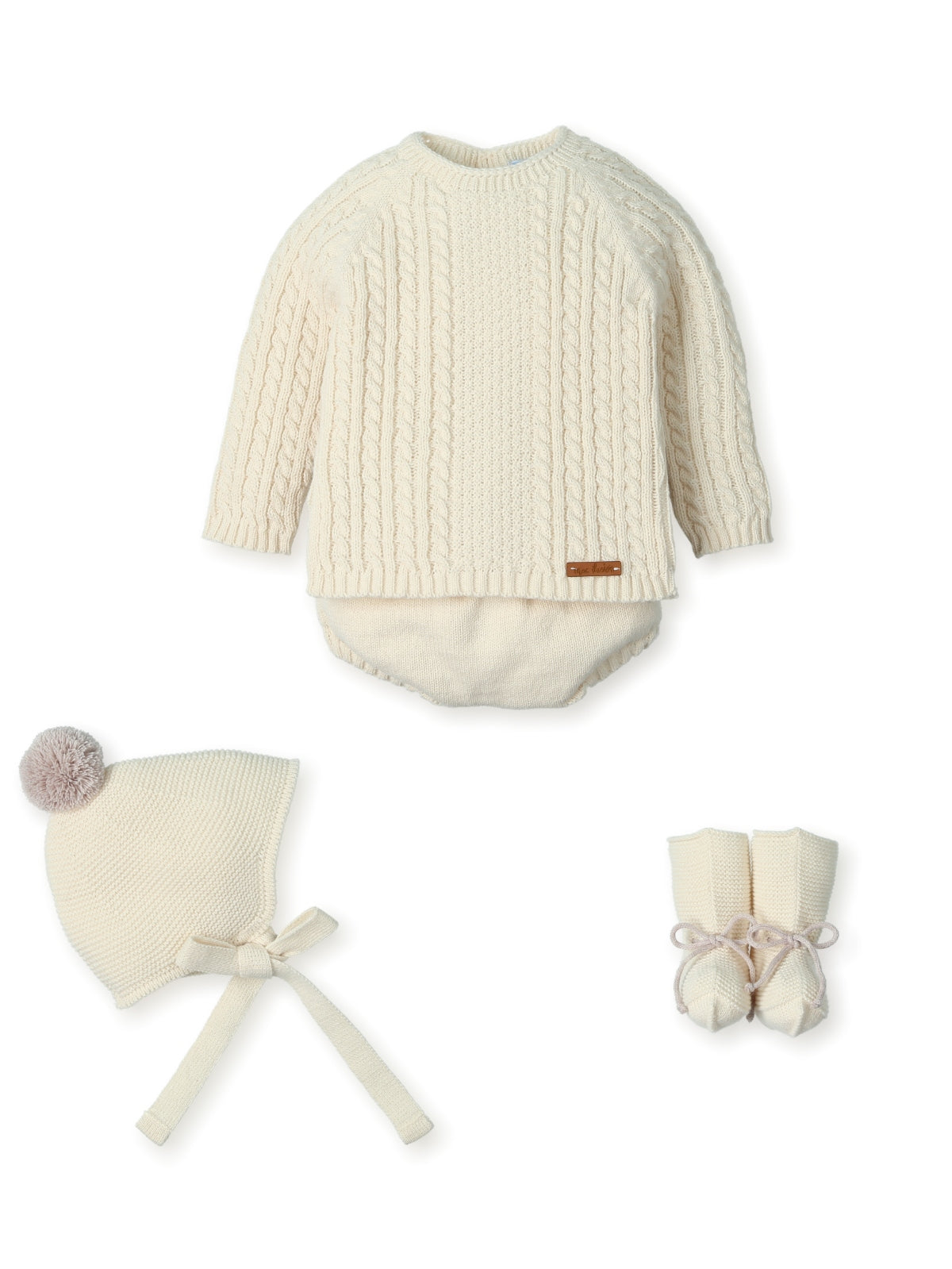 Set Neonato Nuvola di Trecce con Scarpine e Pon-Pon