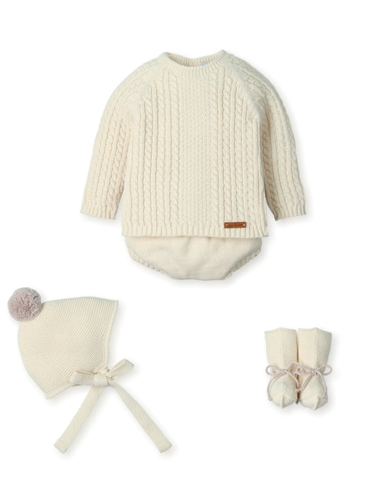 Set Neonato Nuvola di Trecce con Scarpine e Pon-Pon