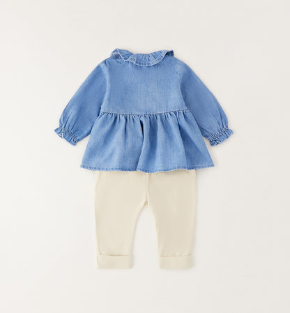 MINI INFLUENCER - Completo Camicia Denim + Leggings