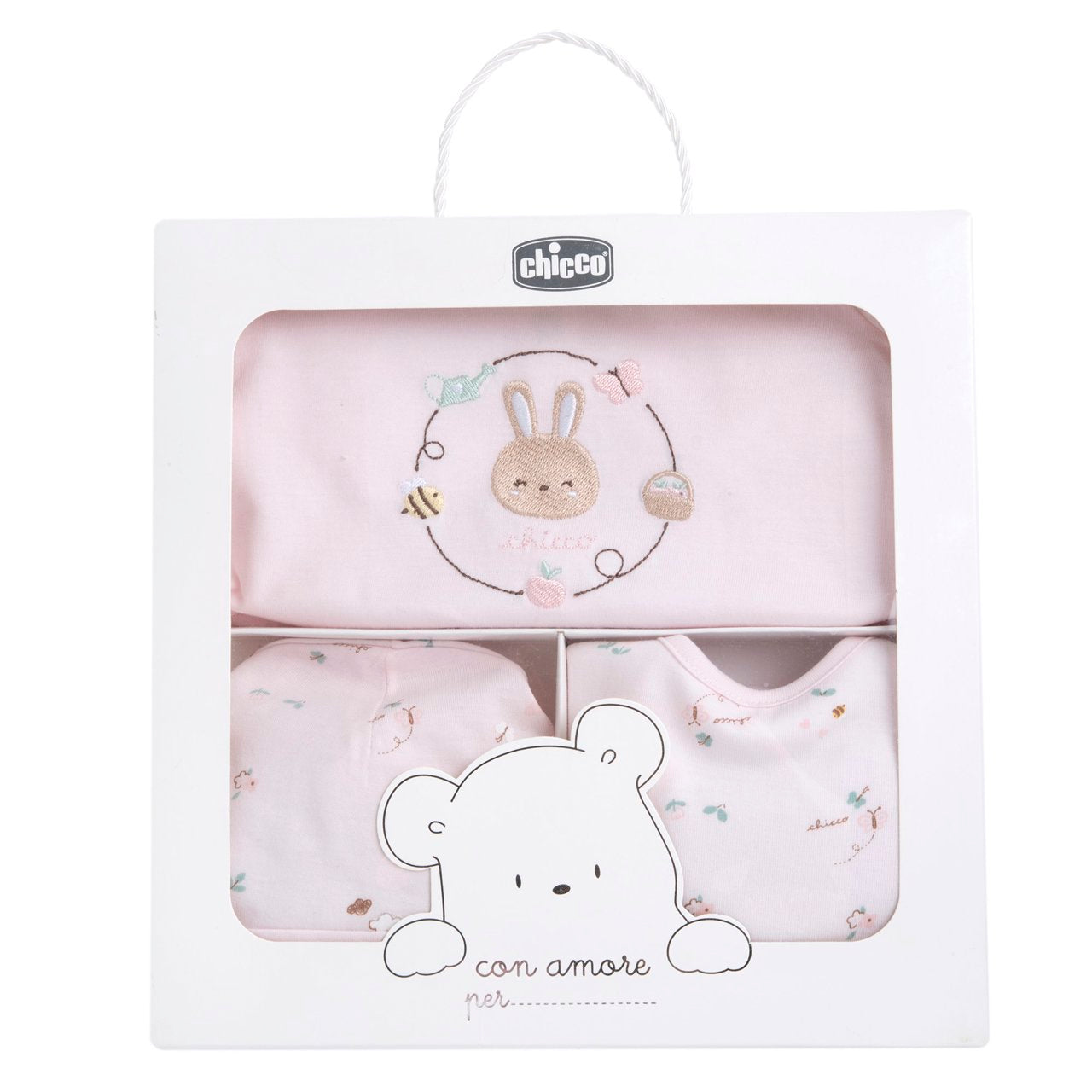 HELLO BABY - Scatola Regalo Tutina+Bavetta+Cappello (2 COLORI)