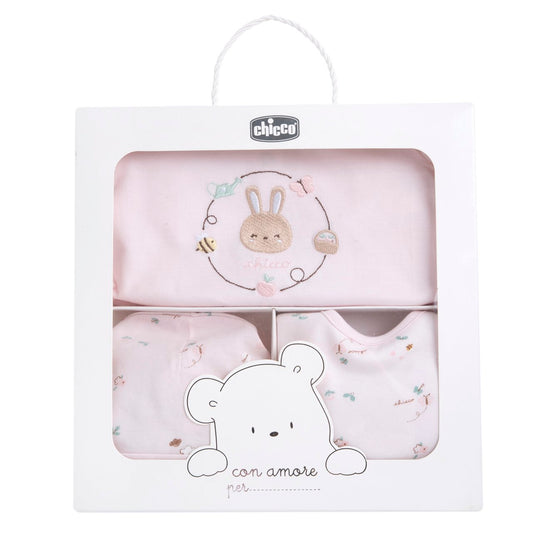 HELLO BABY - Scatola Regalo Tutina+Bavetta+Cappello (2 COLORI)