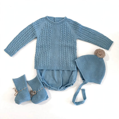 Set Neonato Nuvola di Trecce con Scarpine e Pon-Pon