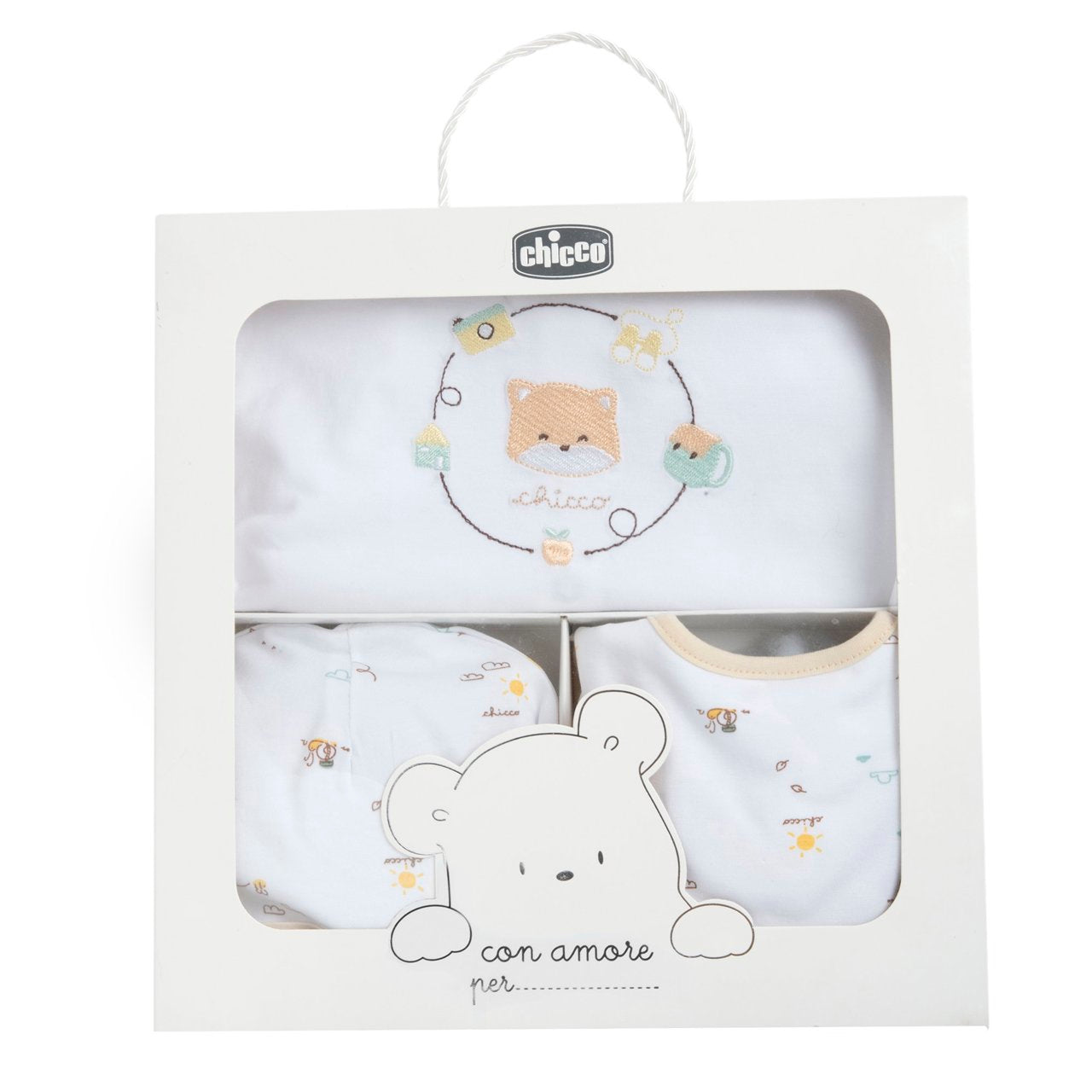 HELLO BABY - Scatola Regalo Tutina+Bavetta+Cappello (2 COLORI)