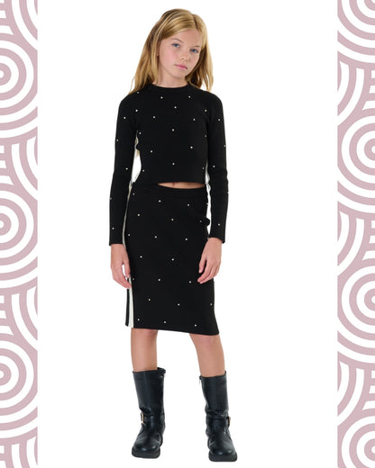 NERO - Maglioncino Cropped c/strass