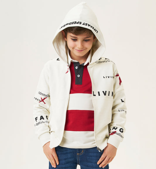 LIVE FAST - Felpa c/cappuccio e zip