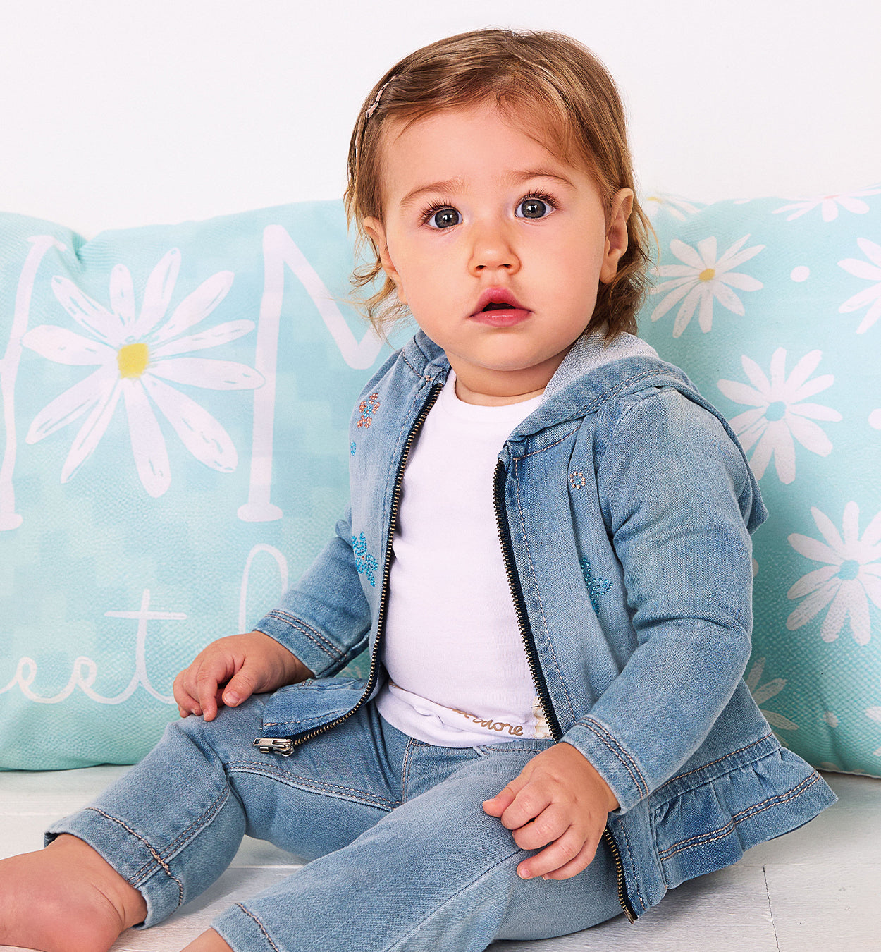 MINI INFLUENCER - Pantalone Denim c/strass