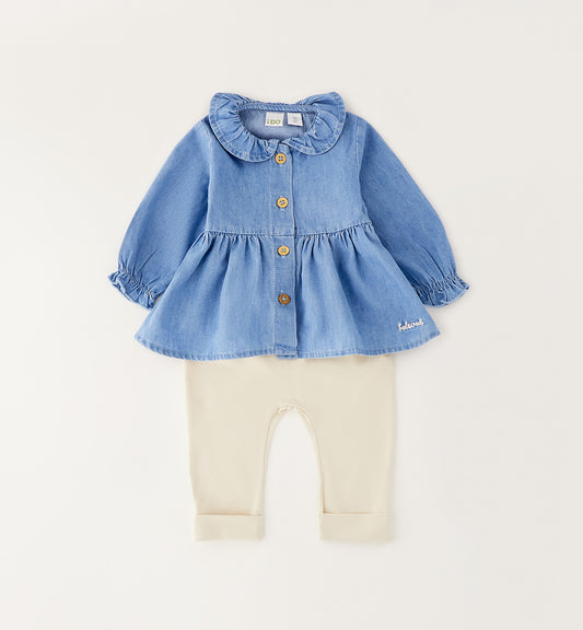 MINI INFLUENCER - Completo Camicia Denim + Leggings