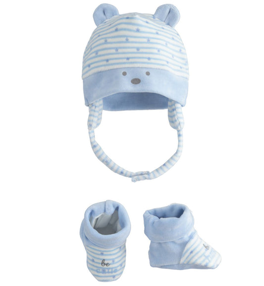 iDO - Appena Nato - Set  Cappellino e Scarpine 'Be Cutie, Be Happy'