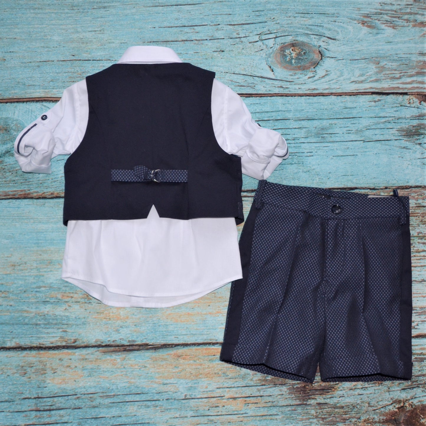 Baby A. - Completo Camicia, Pantaloncino, Gilet e Papillon