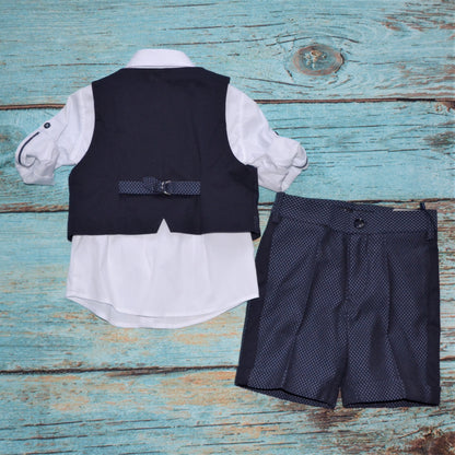 Baby A. - Completo Camicia, Pantaloncino, Gilet e Papillon