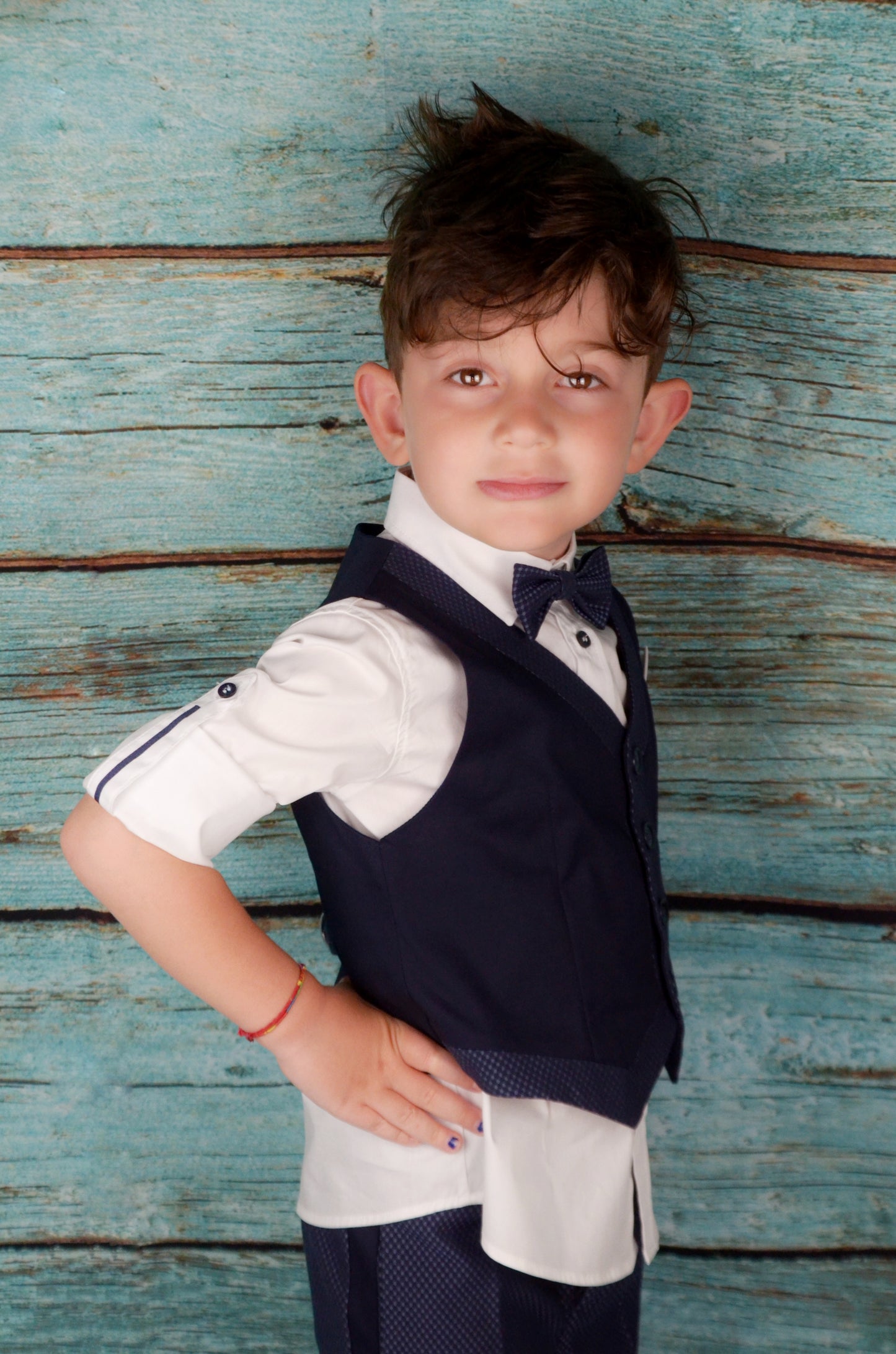 Baby A. - Completo Camicia, Pantaloncino, Gilet e Papillon