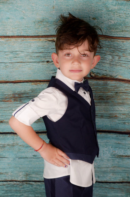 Baby A. - Completo Camicia, Pantaloncino, Gilet e Papillon
